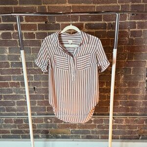 A New Day - Plum/White Striped Blouse